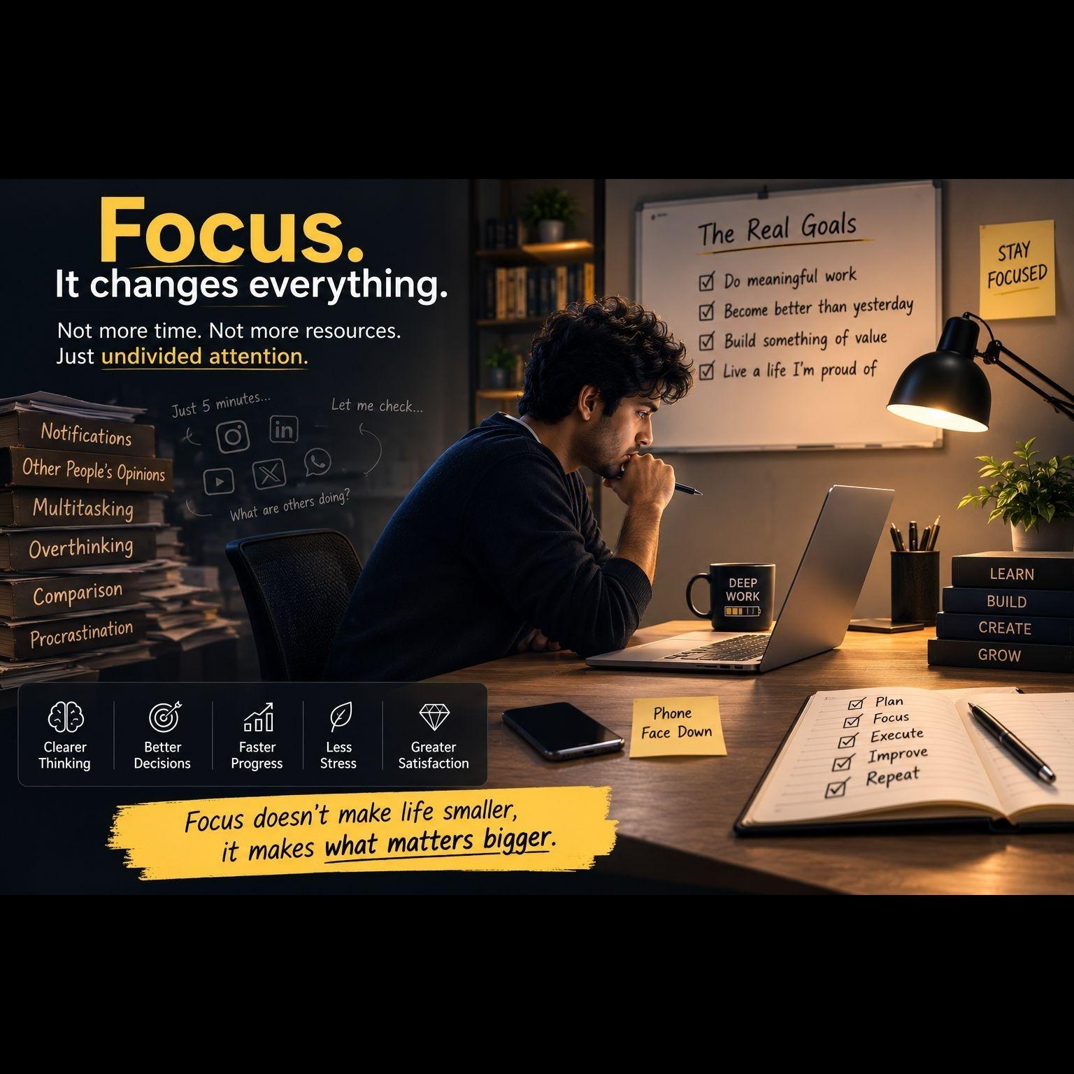 Focus has become rare Not because people lack ambition because