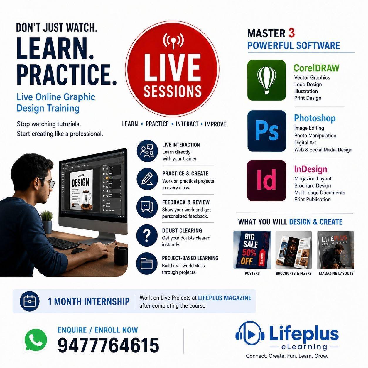 LIVE SESSION NOT JUST RECORDED VIDEOS Learn Graphic Design through