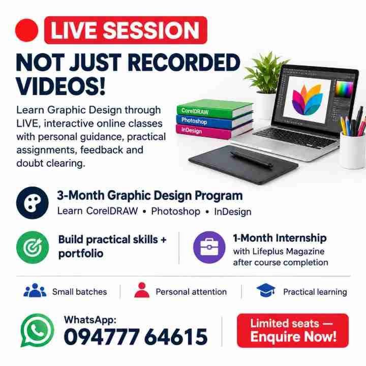 LIVE SESSION NOT JUST RECORDED VIDEOS Learn Graphic Design through